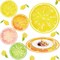 60Pcs Summer Citrus Fruit Paper Placemats 13" Tropical Fruits Slices Disposable Table Mat Lemon Lime Orange Grapefruit Round Paper Mats for Spring Summer Tableware Decor